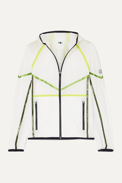 Tory Sport Ripstop Contrast-tape Hooded Jacket In White