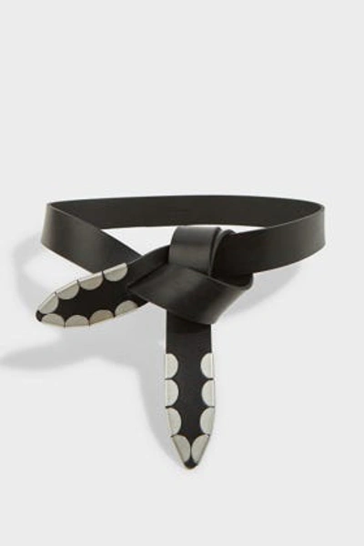 Isabel Marant Liuce Embellished Leather Belt In Black