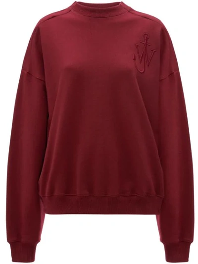 Jw Anderson Oversized Shoulder Placket Sweatshirt In Purple