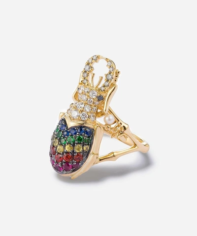 Annoushka 18ct Gold Mythology Rainbow Beetle Ring