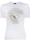 Versace T-shirt With Crystal Medusa Logo In A1001 Bianco Ottico