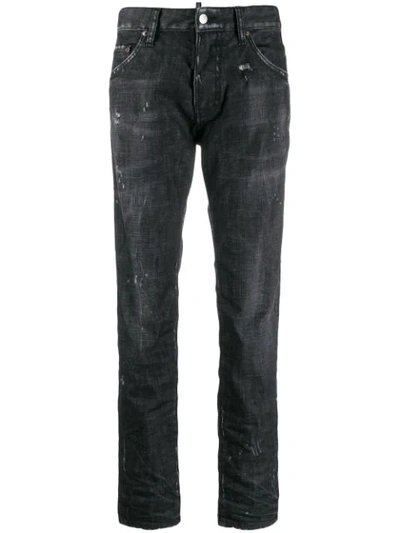 Dsquared2 Distressed Straight Leg Jeans In Black