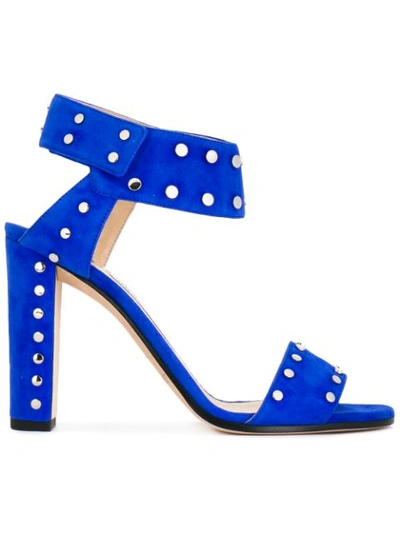Jimmy Choo Veto 100 Cobalt Suede Sandals With Silver Studs In Cobalt/silver