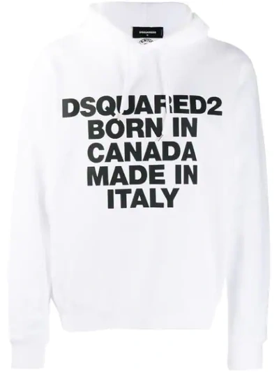 Dsquared2 Printed Logo Hoodie In White