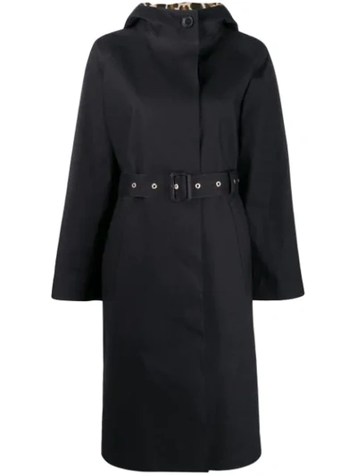 Mackintosh Inverurie Black X Leopard Oversized Single Breasted Trench Coat | Lr-1004