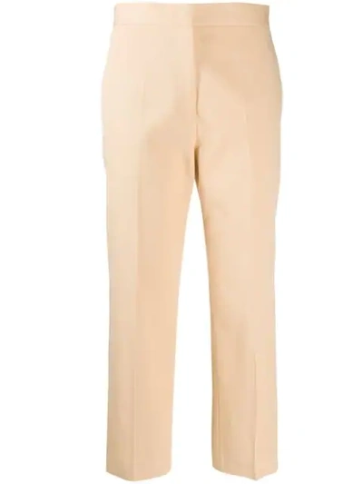Jil Sander Washed Cotton-gabardine Cropped Trousers In Pink
