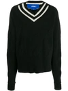 Ji Oh Stripe-detail Sweater In Black