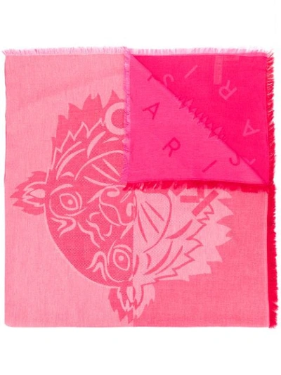 Kenzo Logo Print Scarf In Pink
