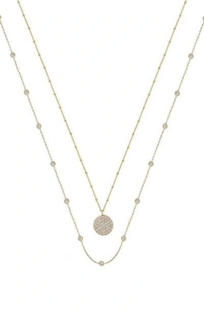Ettika Crystal Disc Layered Necklace Set In Gold