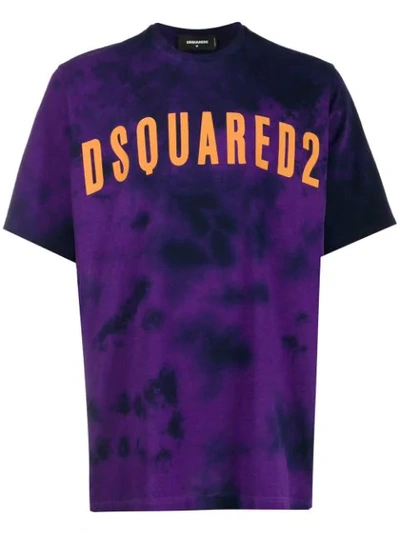 Dsquared2 Tie-dye Logo Print T-shirt In Purple