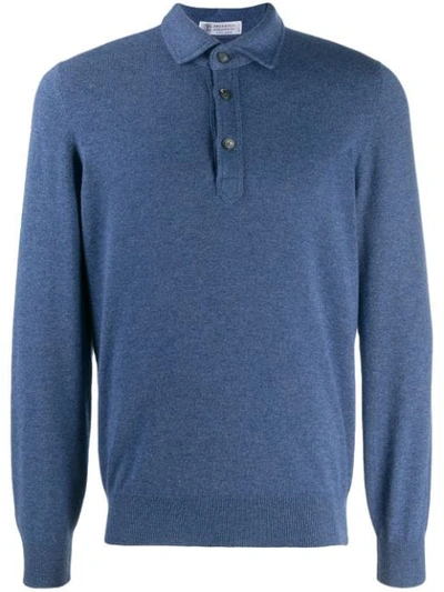 Brunello Cucinelli Polo Jumper In Blue