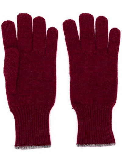 Brunello Cucinelli Contrast Trim Gloves In Red