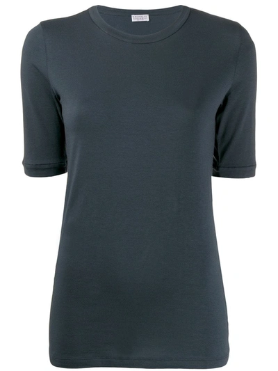 Brunello Cucinelli Short-sleeve Fitted T-shirt In Blue
