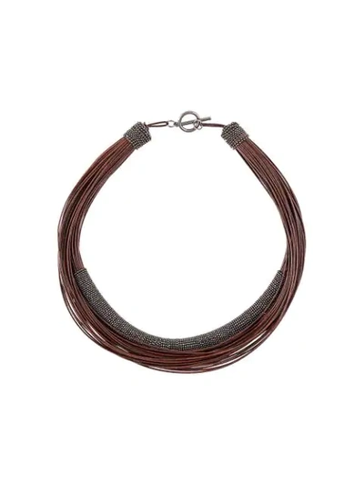 Brunello Cucinelli Layered Rope Necklace In Brown