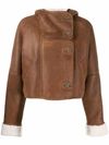 Loewe Shearling-trimmed Leather Jacket In Brown