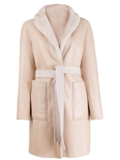 Blancha Reversible Belted Coat In Pink