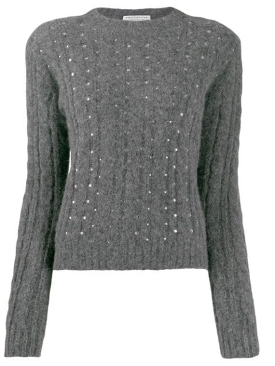 Philosophy Di Lorenzo Serafini Embellished Cable Knit Sweater In Grey