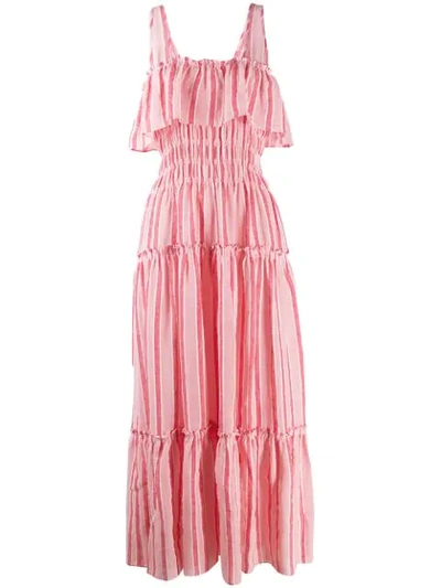 Three Graces Striped Maxi Dress In Red/rosa