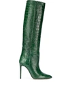 Paris Texas Crocodile Printed Knee High Boots In Green