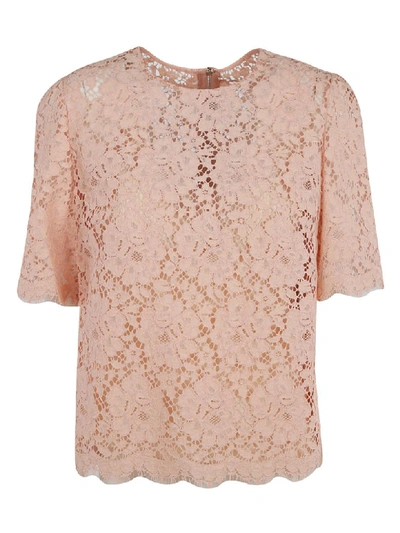 Dolce & Gabbana Lace Detail Top In Pink
