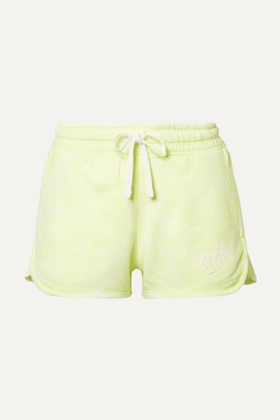 Nike Tie-dyed French Cotton-terry Shorts In Lime Green