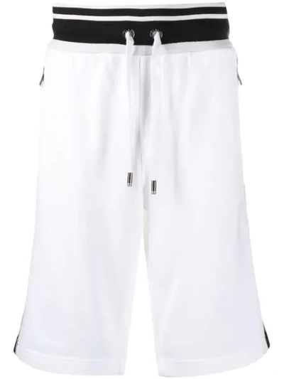 Dolce & Gabbana Logo Stripe Bermuda Shorts In White