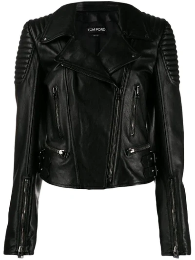 Tom Ford Leather Biker Jacket In Black