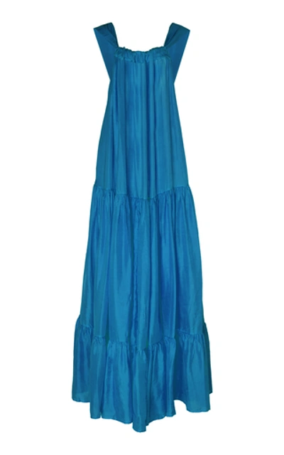 chinese dress ladies Kalita Blue V-Neck Silk Maxi Dress RRP £800 main image 0