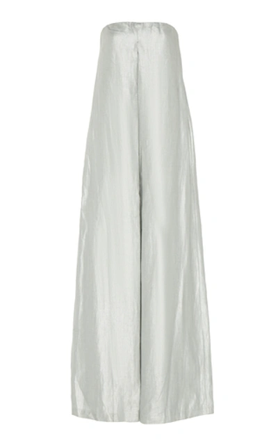 White Story Operato Linen Wide-leg Jumpsuit In Silver