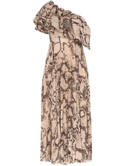 Solace London Rosa Snakeskin-effect Maxi Dress In Brown