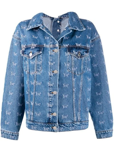 Msgm Youth Embroidery Denim Jacket In Blue