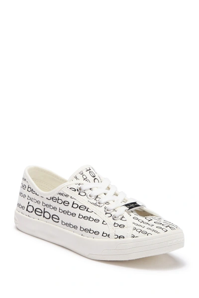 Bebe Logo Sport Sneaker In Wht Canvas