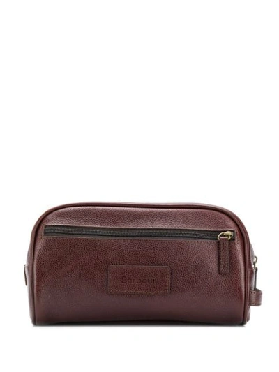 Barbour All Around Zip Washbag In Brown