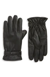 Barbour Burnished Leather Gloves In Black