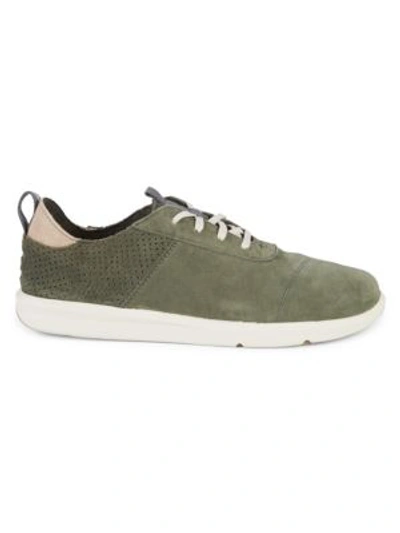 Toms Cabrillo Perforated Suede Sneaker In Dark Green