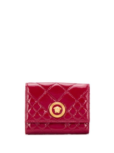Versace Medusa Plaque Wallet In Red