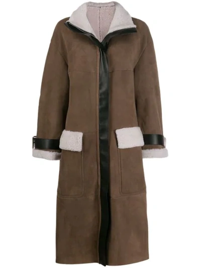 Blancha Oversized Zip Coat In Neutrals