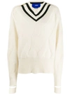 Ji Oh Stripe Long-sleeve Sweater In White