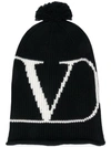 Valentino Garavani Vlogo Beanie In Na Nero Avorio