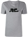 Courrèges Contrast Logo T-shirt In Grey