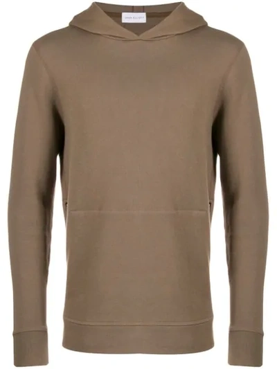 John Elliott Villain Ribbed Cotton Slim-fit Hoodie In Brown