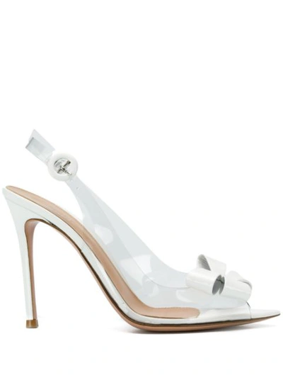 Gianvito Rossi Bow-embellished Slingback Sandals In White