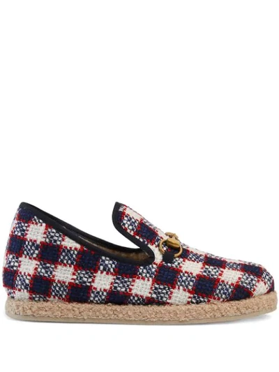 Gucci Women's Check Tweed Loafer In Blue