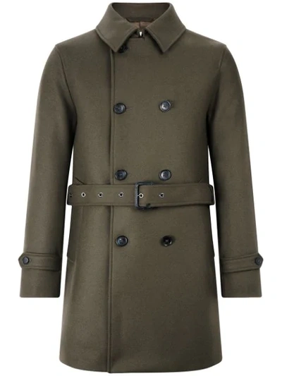 Mackintosh Dark Olive Wool Short Trench Coat Gm-005f In Green