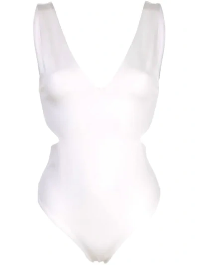 Alice And Olivia Marley Cut-out Bodysuit In White