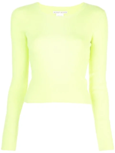 Alice And Olivia Ciara Long Sleeve Jumper In Green