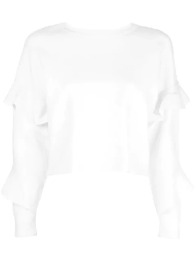 Alice And Olivia Nettie Ruffle Sleeve Jumper In White