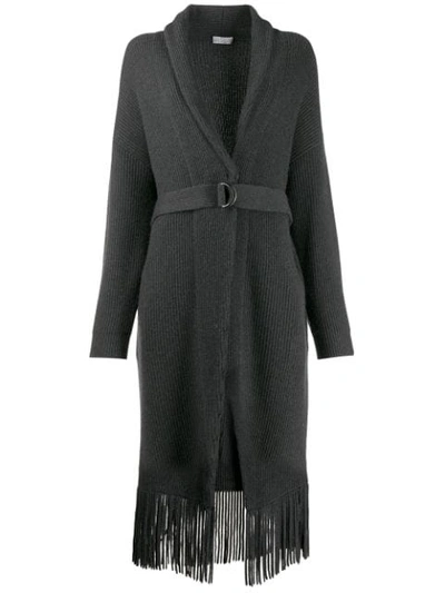 Brunello Cucinelli Ribbed Knit Cardigan Coat In Grey