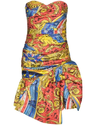 Moschino Baroque-print Ruched Dress In 1888 Multicoloured
