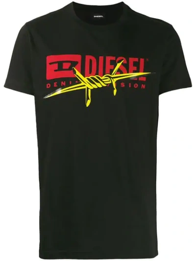 Diesel Logo Print T-shirt In Black